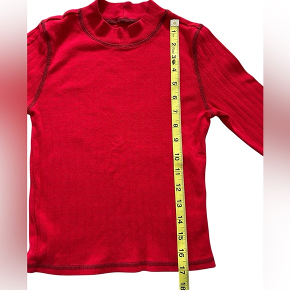 Red American Eagle Mock Neck Long Sleeve Crop Shirt - Picture 4 of 5